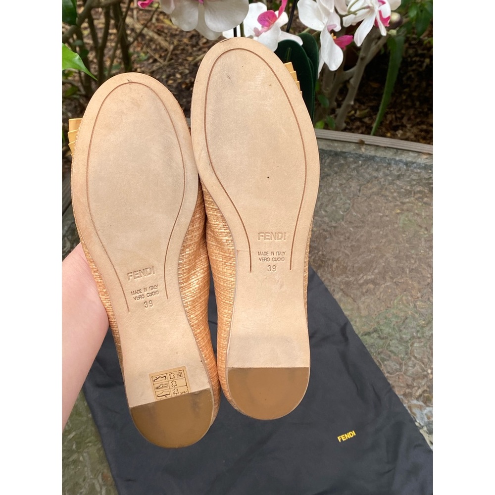 Fendi Yellow Tweed & Patent Leather Bow Ballet Flats - Picture 7 of 16